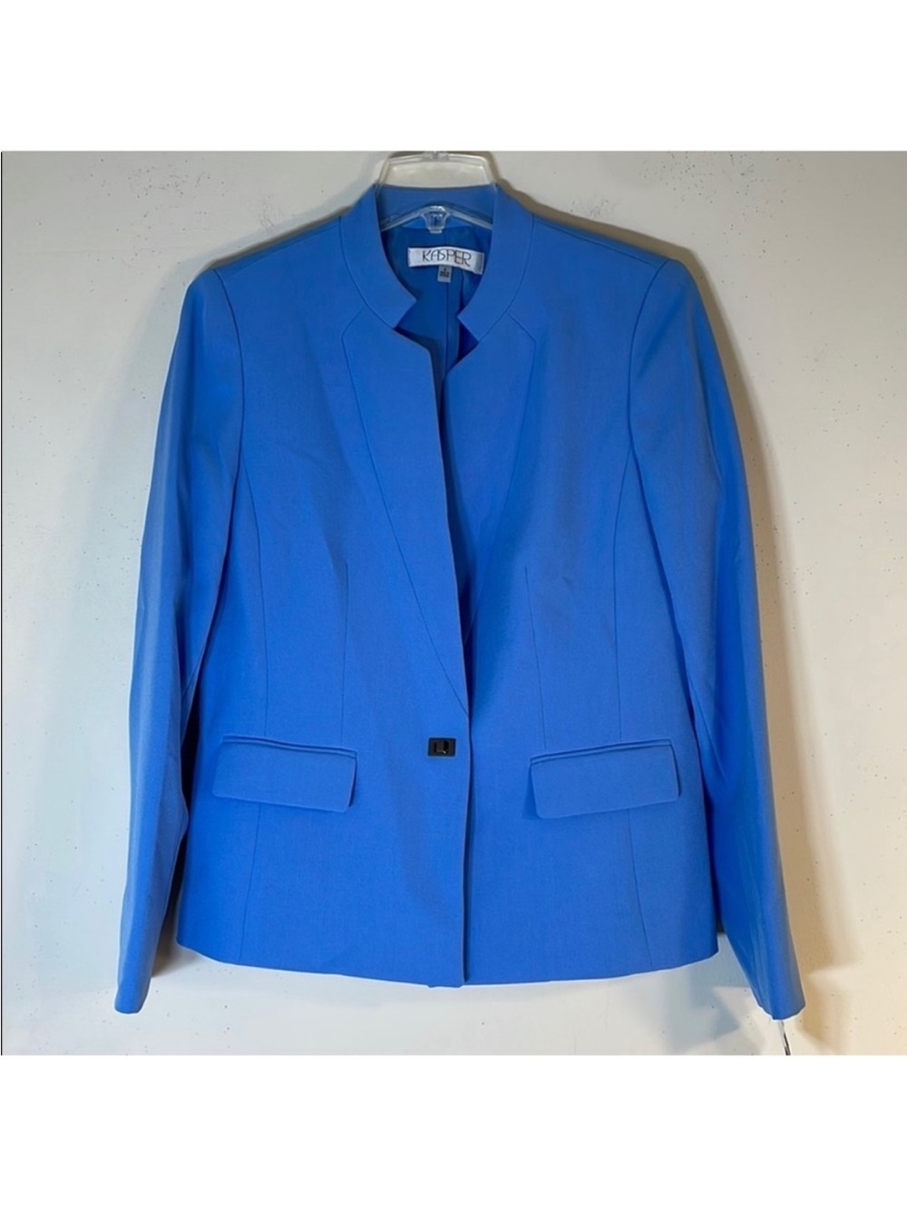 Kasper Women's Bright Blue Collarless Single-Button Blazer